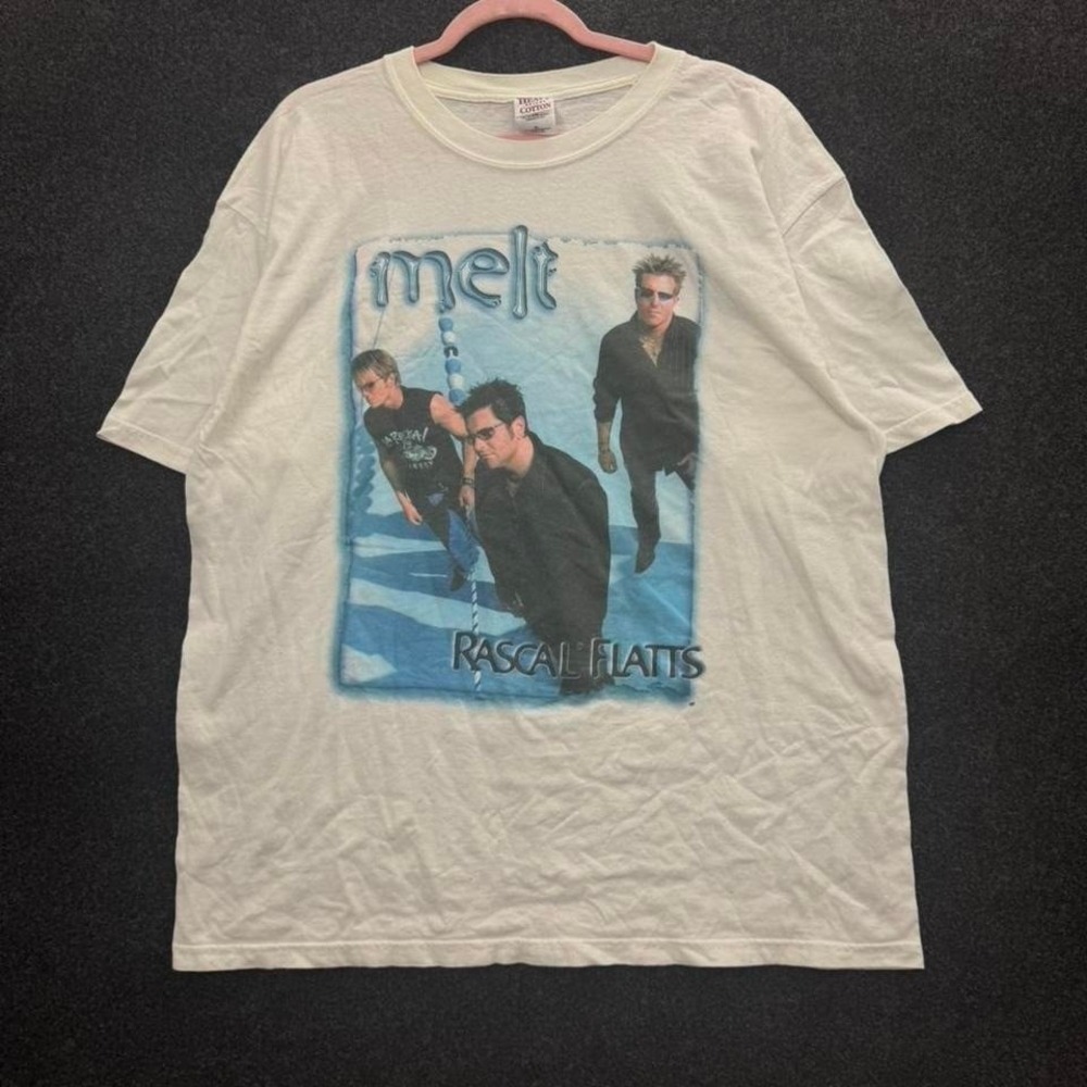 Vintage 2000s Rascal Flatts Melt Tour White Country Band Graphic Tee Mens XL